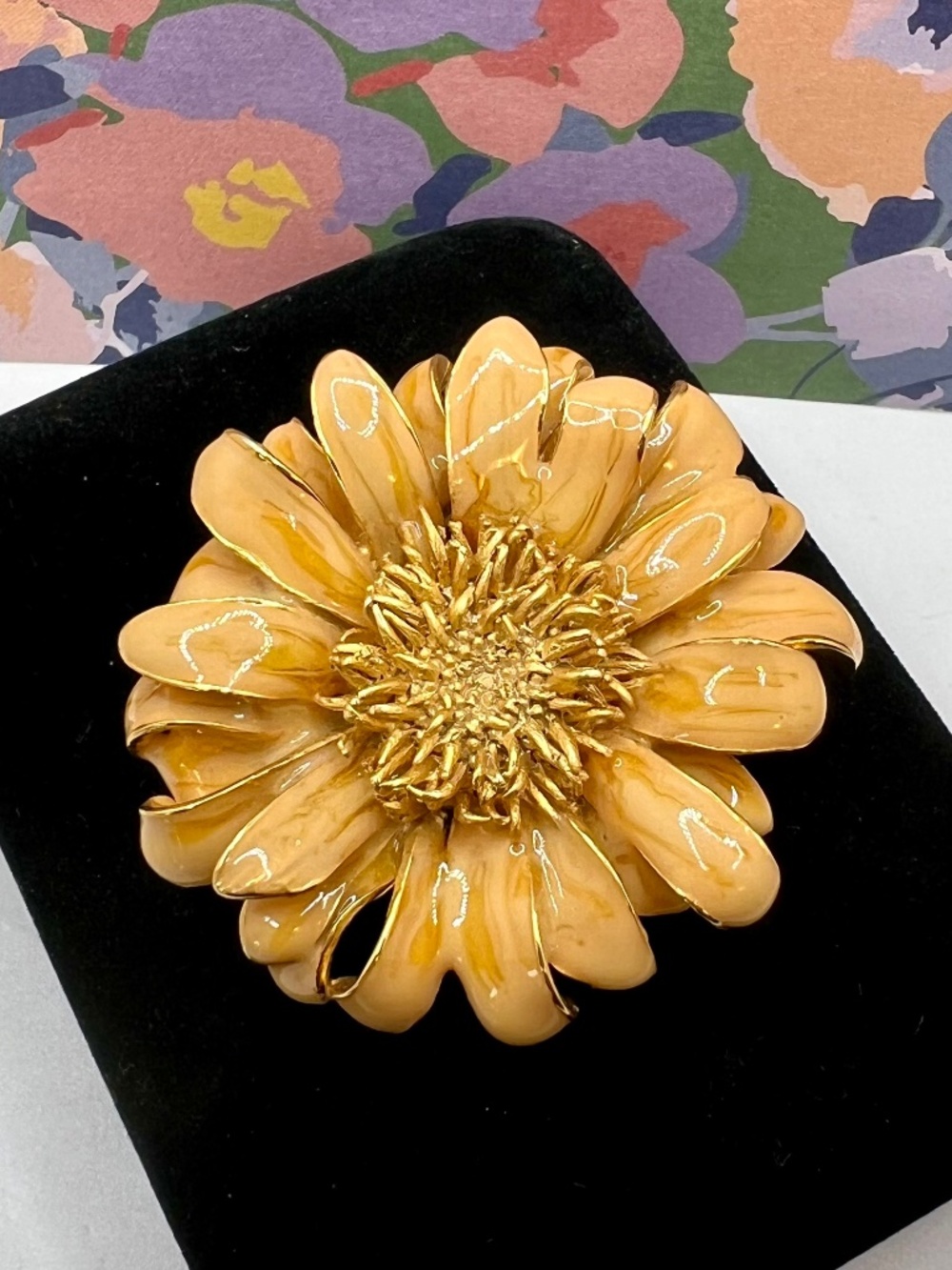 Erwin Pearl Enamel Marigold Brooch